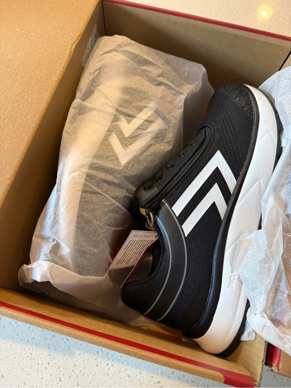 Billy Sport Inclusion Black White 2Stripe Zip Lace Adaptive 9.5 W Sneakers NIB